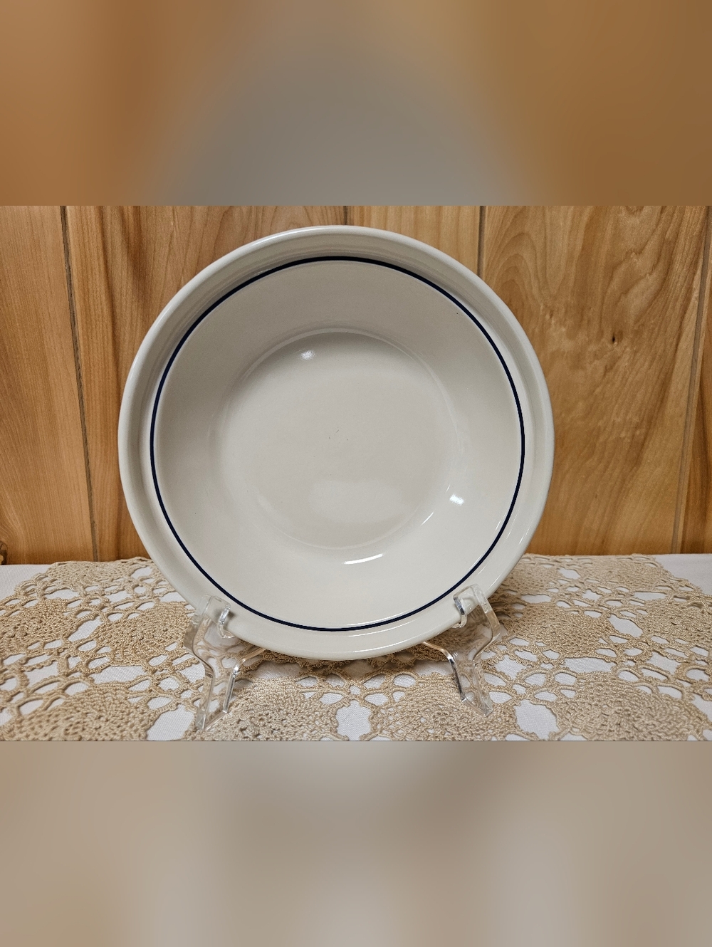 Longaberger Pottery 7" Pie Baking Plate Woven Traditions Blue - Picture 3 of 6
